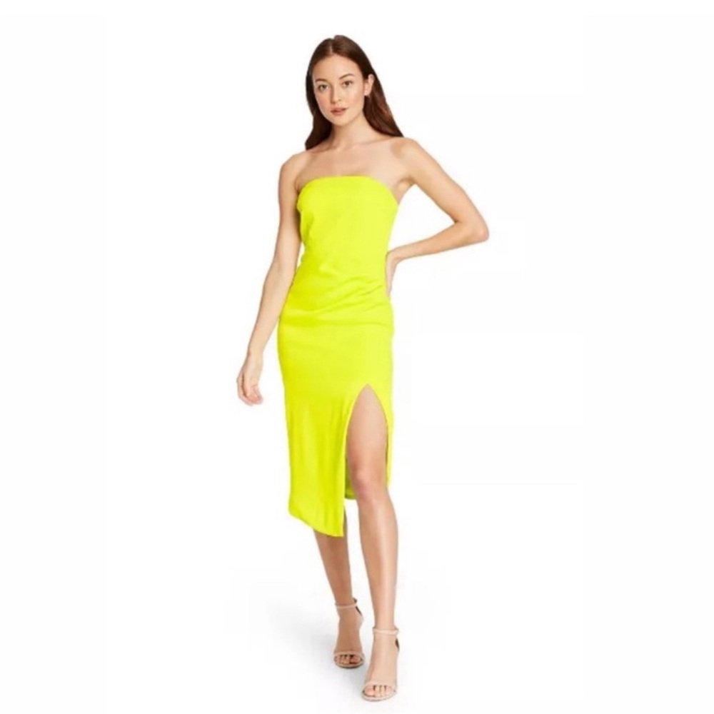 Cushnie for Target Neon Yellow Strapless Dress - Size L